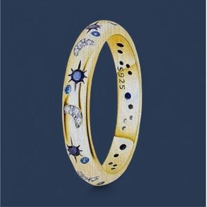 Sun Moon Blue Star Ring unisex
